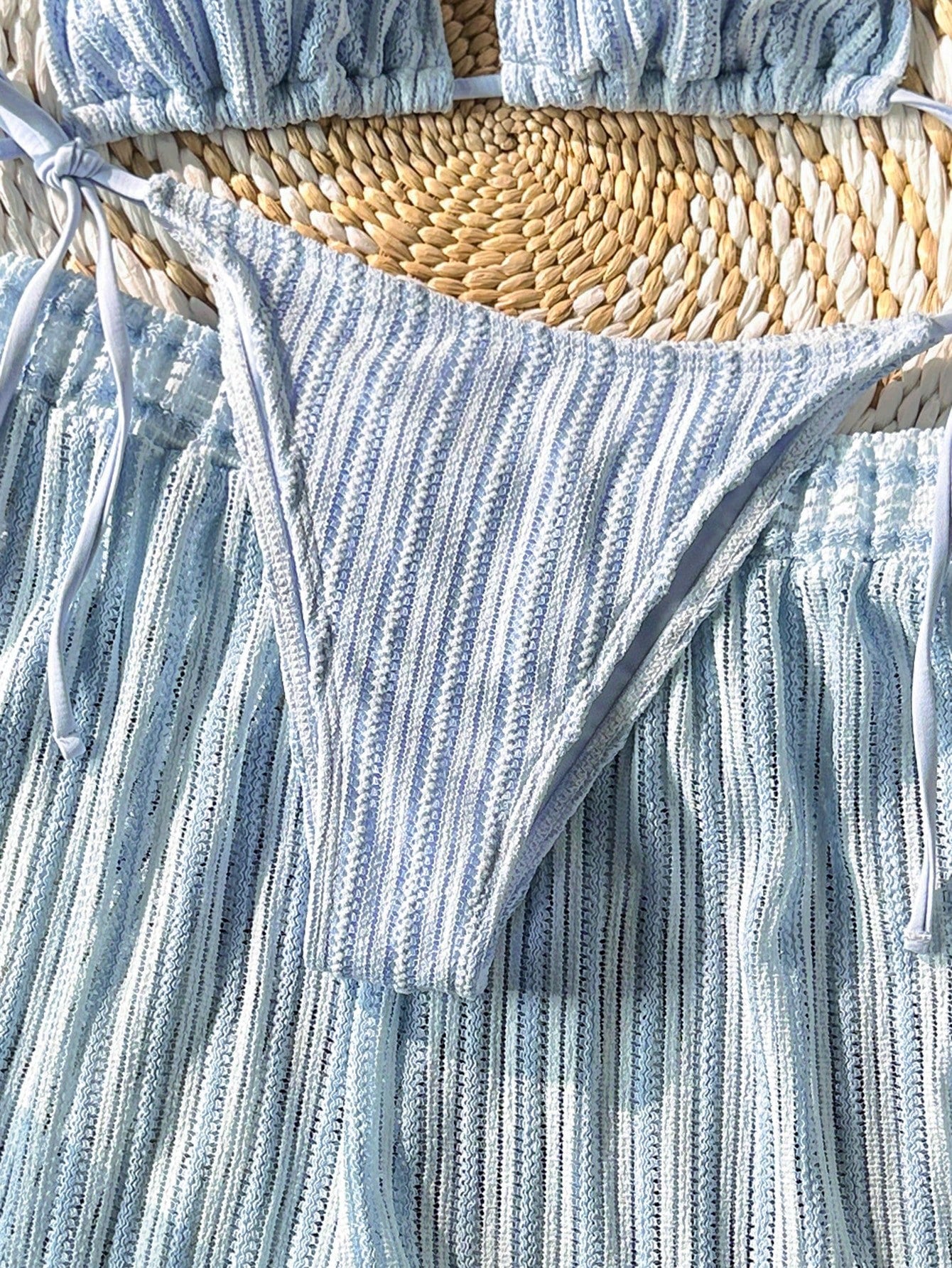 Swim Vcay 3 peças/Conjunto Capa de Crochê de Estilo Boêmio para Maiô Bikini, Saída de Praia