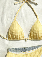 Swim Vcay Conjunto de Maiô Bikini Feminino, Tecido Especial com Design de Alça, Amarração e Costas Abertas, 2 Peças Conjunto de Praia para Férias de Verão