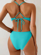 Swim Basics Maiô Recortado com Contas Feminino, Design Sexy