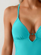 Swim Basics Maiô Recortado com Contas Feminino, Design Sexy