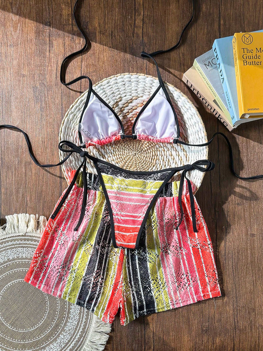 Swim Vcay 3 peças/Conjunto Capa de Crochê de Estilo Boêmio para Maiô Bikini, Saída de Praia