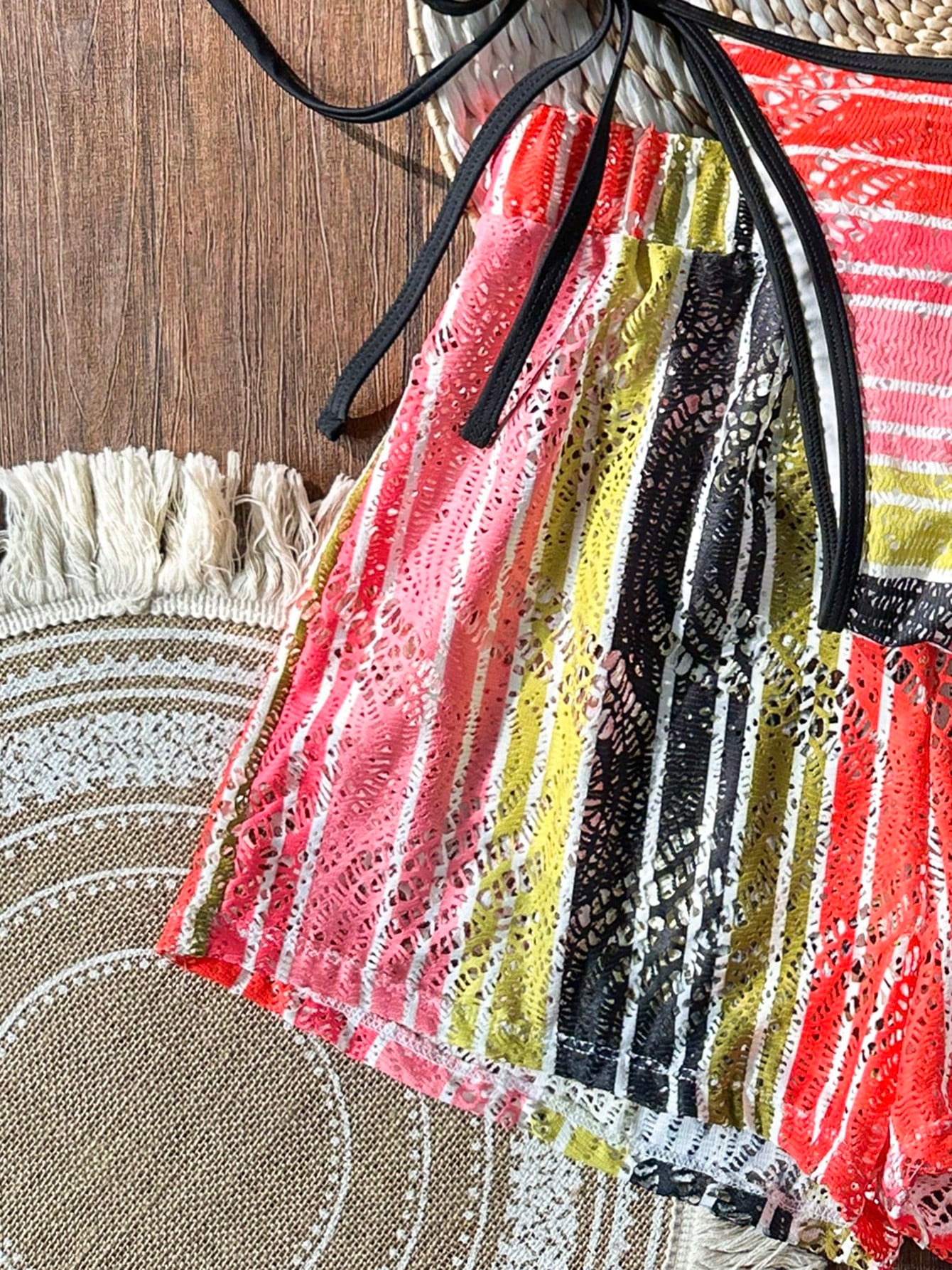 Swim Vcay 3 peças/Conjunto Capa de Crochê de Estilo Boêmio para Maiô Bikini, Saída de Praia
