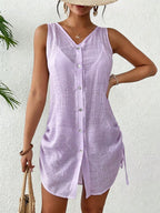 SHEIN Swim Vestido Kimono Feminino de Cor Sólida, Decote em V, Monopeito, Sem Mangas