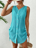 SHEIN Swim Vestido Kimono Feminino de Cor Sólida, Decote em V, Monopeito, Sem Mangas