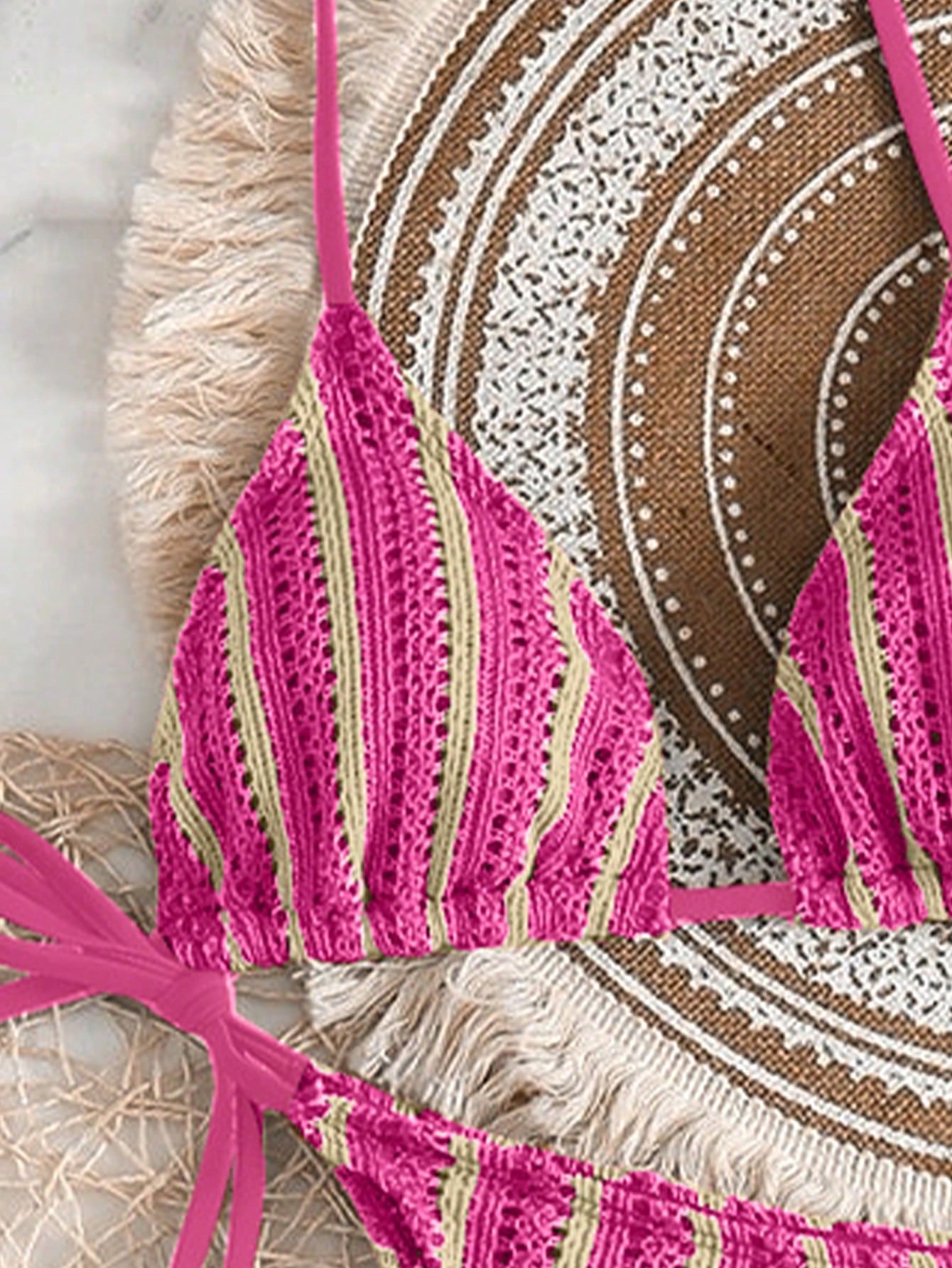 Swim Vcay 3 peças/Conjunto Capa de Crochê de Estilo Boêmio para Maiô Bikini, Saída de Praia