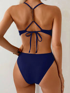 Swim Basics Maiô Recortado com Contas Feminino, Design Sexy