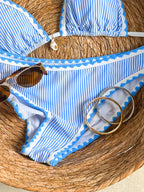 Swim Vcay Conjunto de Maiô Bikini Feminino, Tecido Especial com Design de Alça, Amarração e Costas Abertas, 2 Peças Conjunto de Praia para Férias de Verão