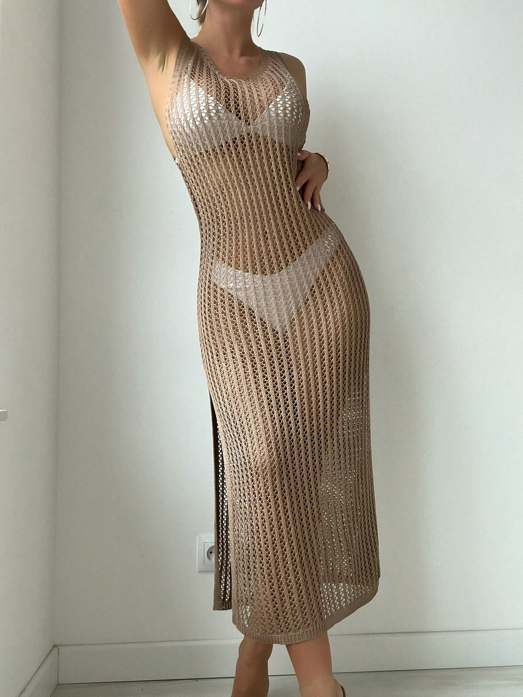 SHEIN Swim Cobertura escavar coxa dividida