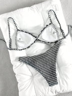 Swim Mod Conjunto de Maiô Bikini de 2 Peças com Tecido Texturizado, Babado, Laço na Frente, Cordão na Cintura, Fofo, Doce, Fashion, Animado para Festa