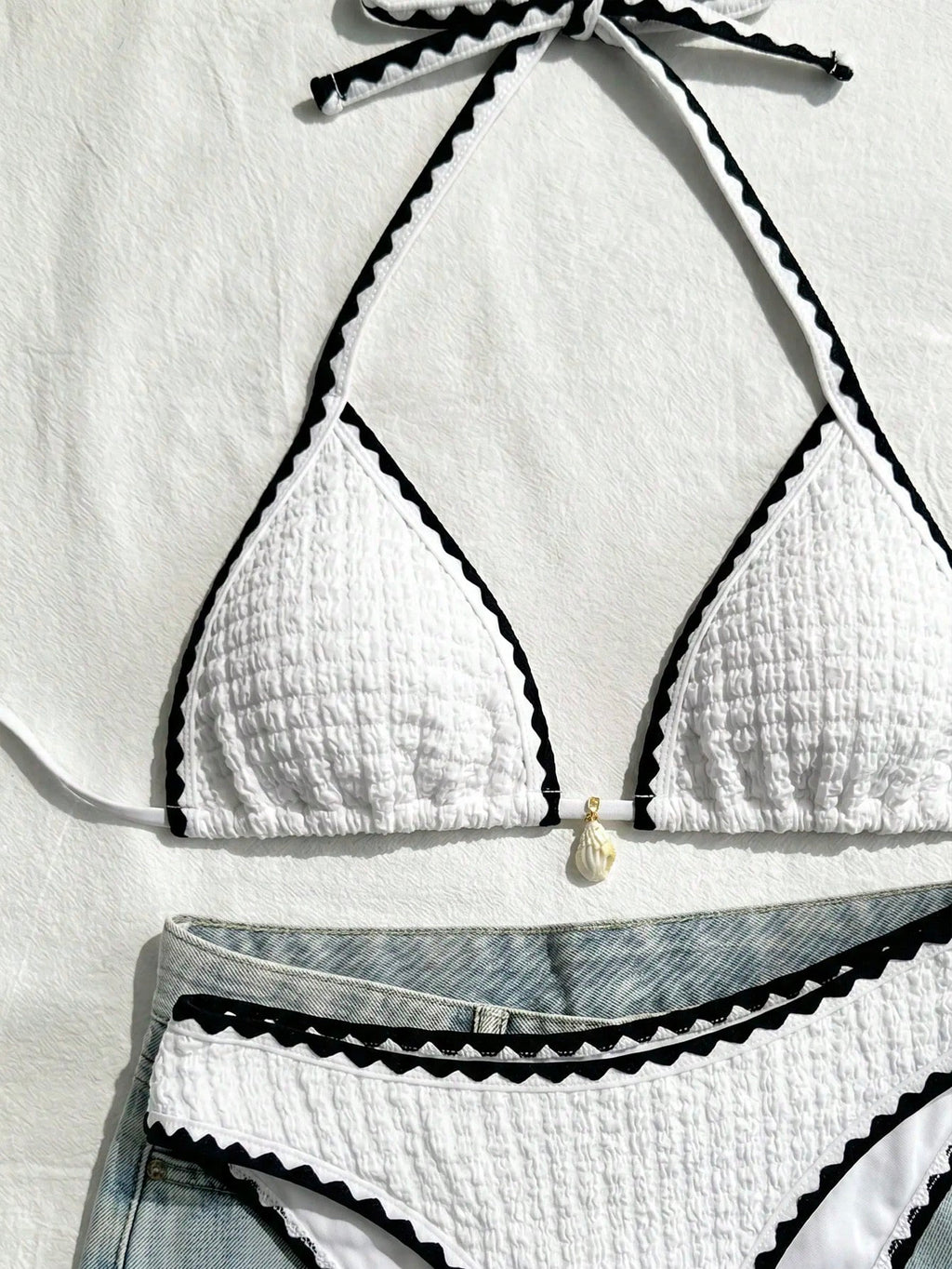 Swim Vcay Conjunto de Maiô Bikini Feminino, Tecido Especial com Design de Alça, Amarração e Costas Abertas, 2 Peças Conjunto de Praia para Férias de Verão