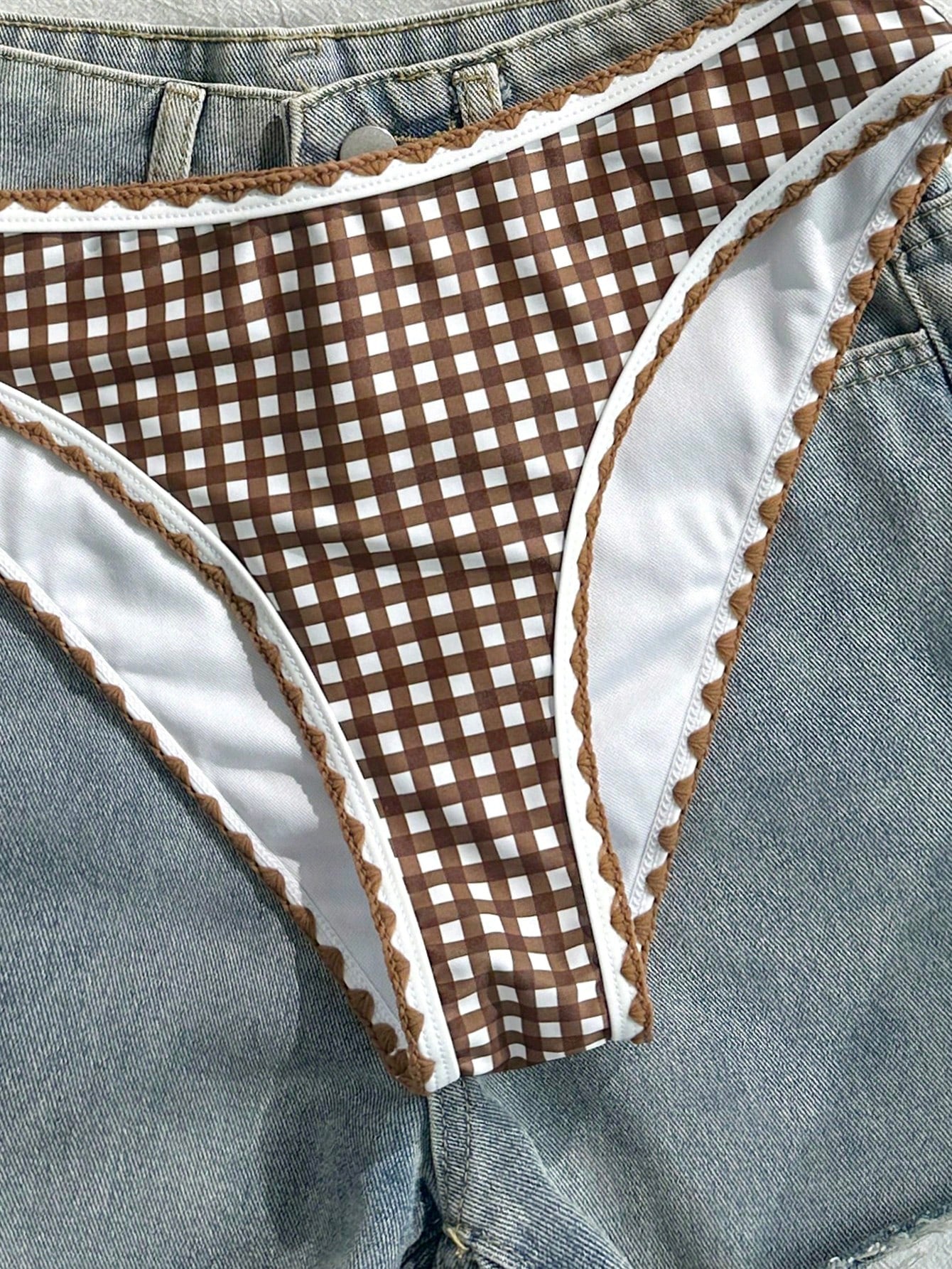 Swim Vcay Conjunto de Maiô Bikini Feminino, Tecido Especial com Design de Alça, Amarração e Costas Abertas, 2 Peças Conjunto de Praia para Férias de Verão