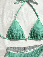 Swim Vcay Conjunto de Maiô Bikini Feminino, Tecido Especial com Design de Alça, Amarração e Costas Abertas, 2 Peças Conjunto de Praia para Férias de Verão