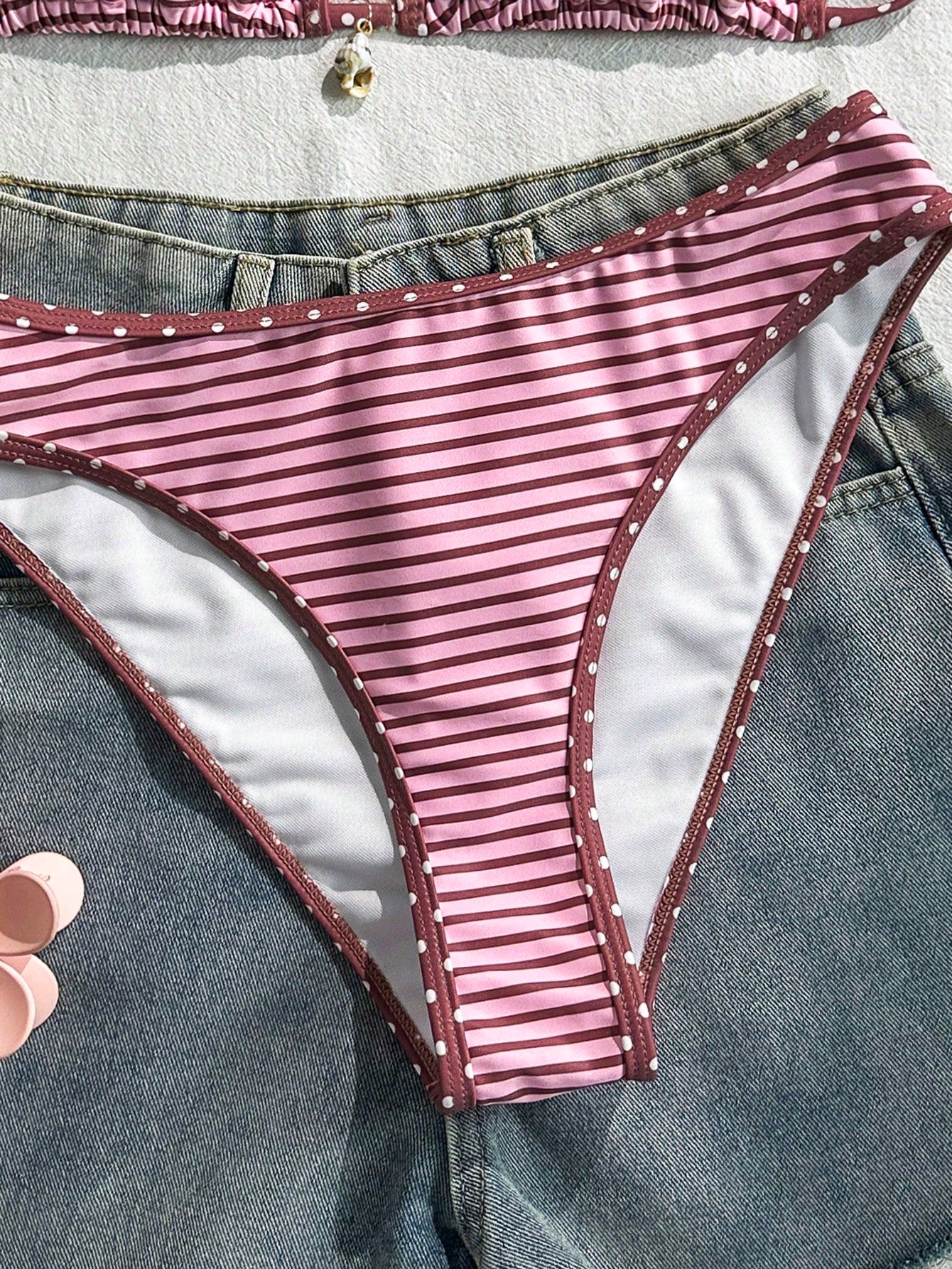 Swim Vcay Conjunto de Maiô Bikini Feminino, Tecido Especial com Design de Alça, Amarração e Costas Abertas, 2 Peças Conjunto de Praia para Férias de Verão
