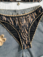 Swim Vcay Conjunto de Maiô Bikini Feminino, Tecido Especial com Design de Alça, Amarração e Costas Abertas, 2 Peças Conjunto de Praia para Férias de Verão