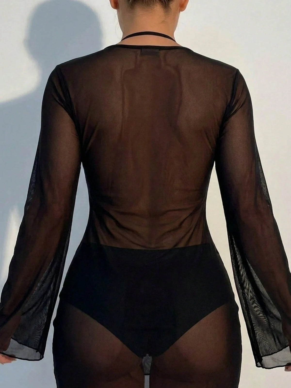 SHEIN Swim Basics Sólido Malha Transparente Cobertura