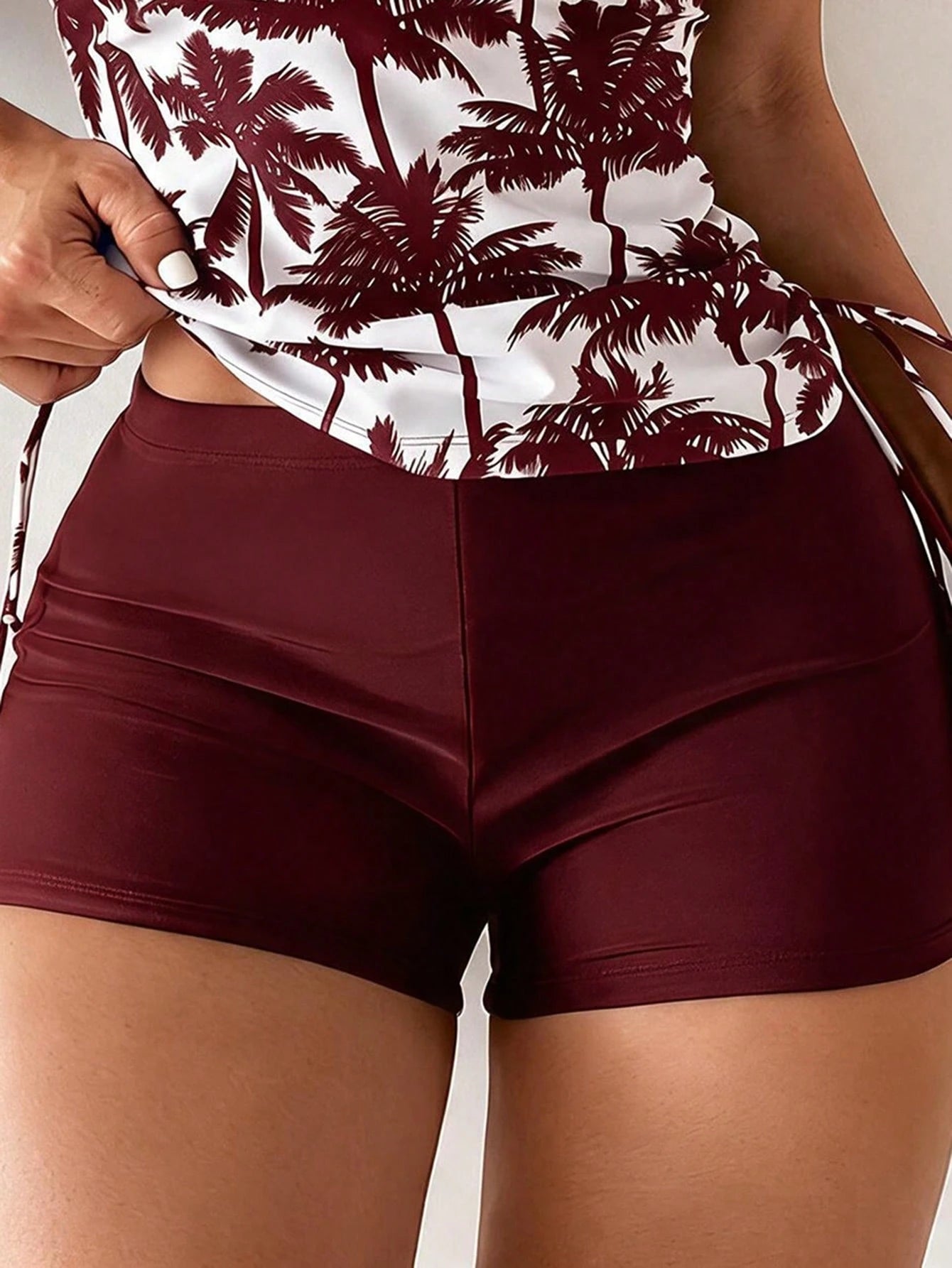 Swim Lushoire Biquíni Estilo Colete Com Estampa De Palmeira Para Mulheres - Carnaval