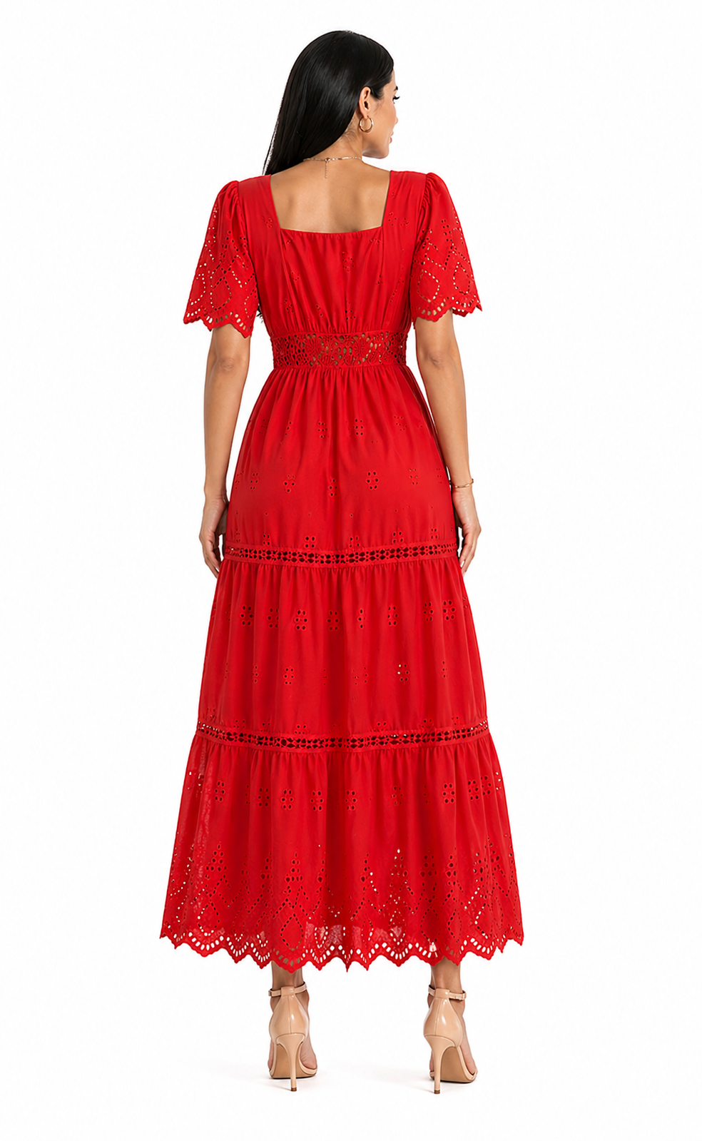 Vestido Longo Isabelle Vermelho em Laise Premium