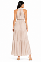 Vestido Longo Feminino Luisa Bege Elegance