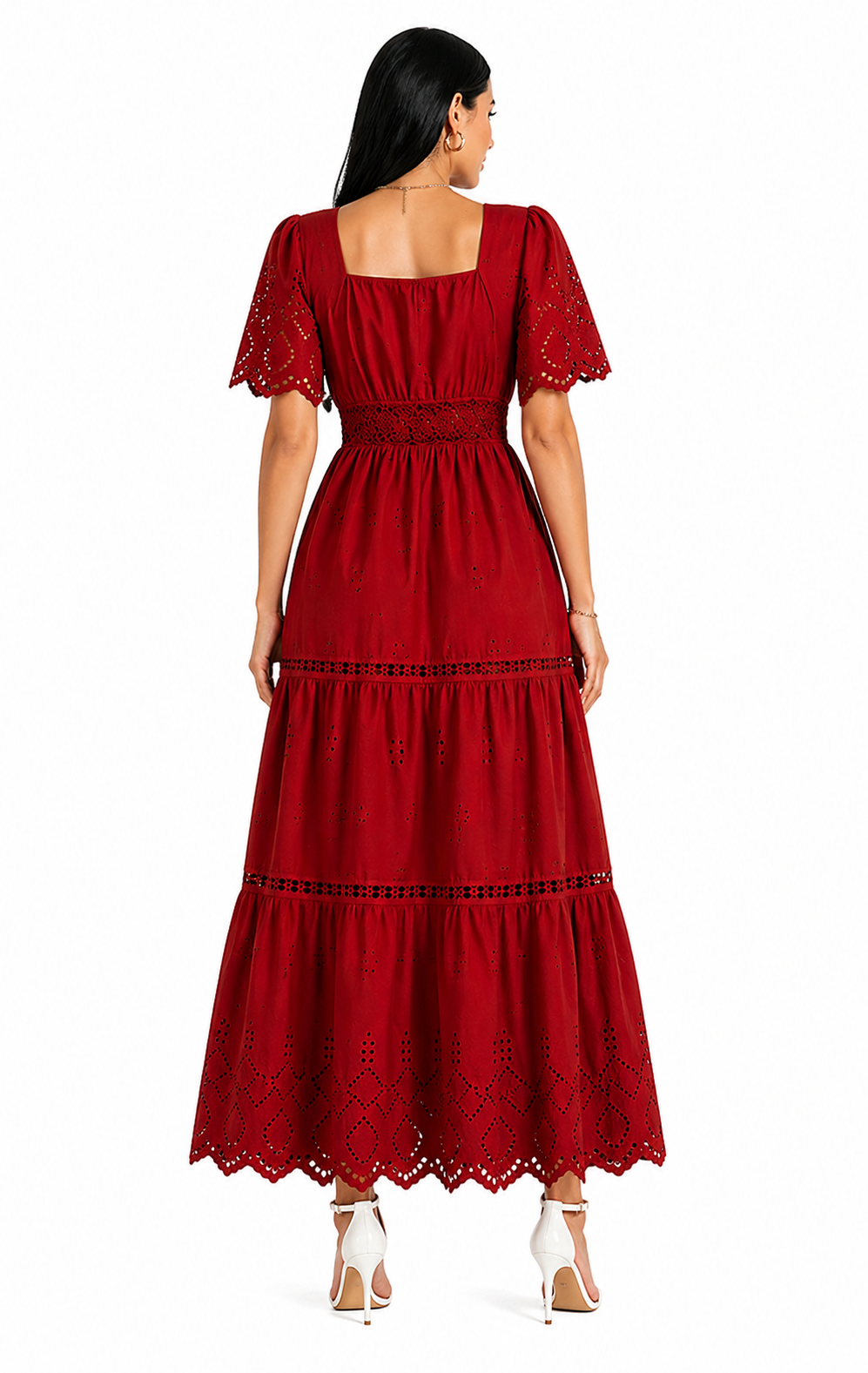 Vestido Longo Isabelle Vinho em Laise Premium