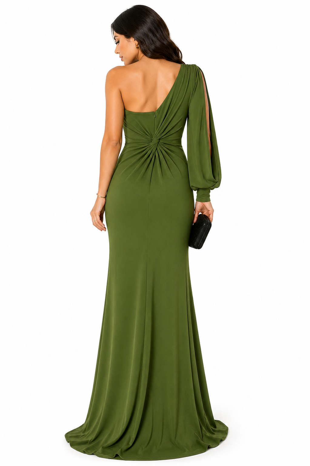 Vestido Sofisticação Clássica Gabriela com Toque Sedutor Verde Militar