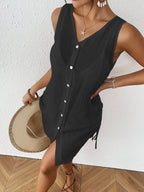SHEIN Swim Vestido Kimono Feminino de Cor Sólida, Decote em V, Monopeito, Sem Mangas