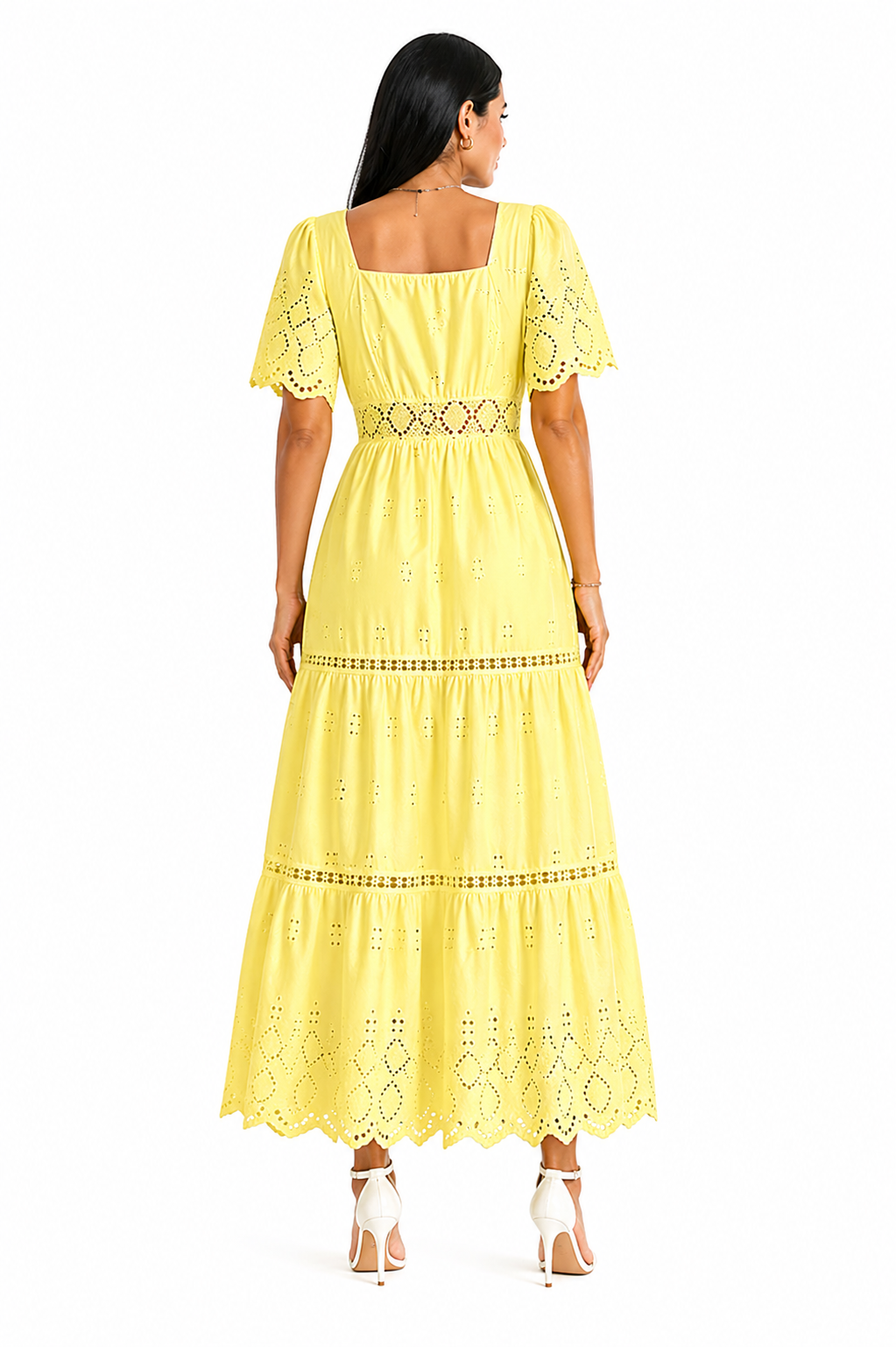 Vestido Longo Isabelle Amarelo em Laise Premium