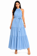 Vestido Longo Feminino Luisa Azul Encantador