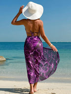 Swim Vcay Conjunto De Maiô Bikini Feminino Verão Praia Frente Única E Saia Com Estampa Aleatória