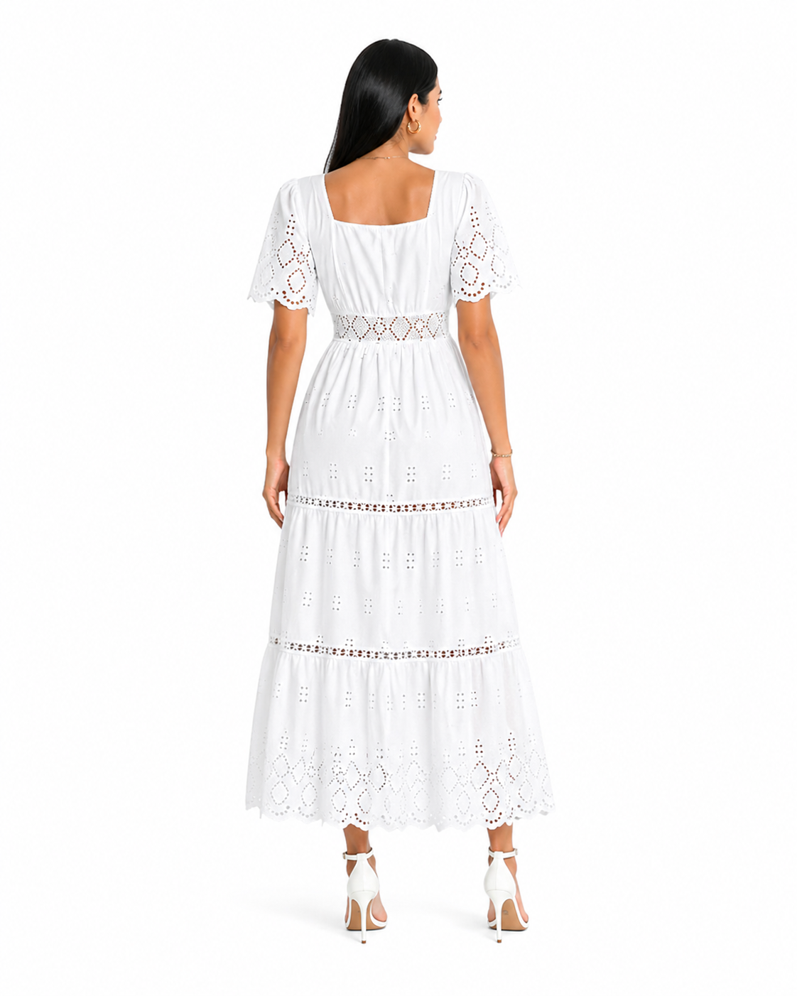 Vestido Longo Isabelle Branco em Laise Premium