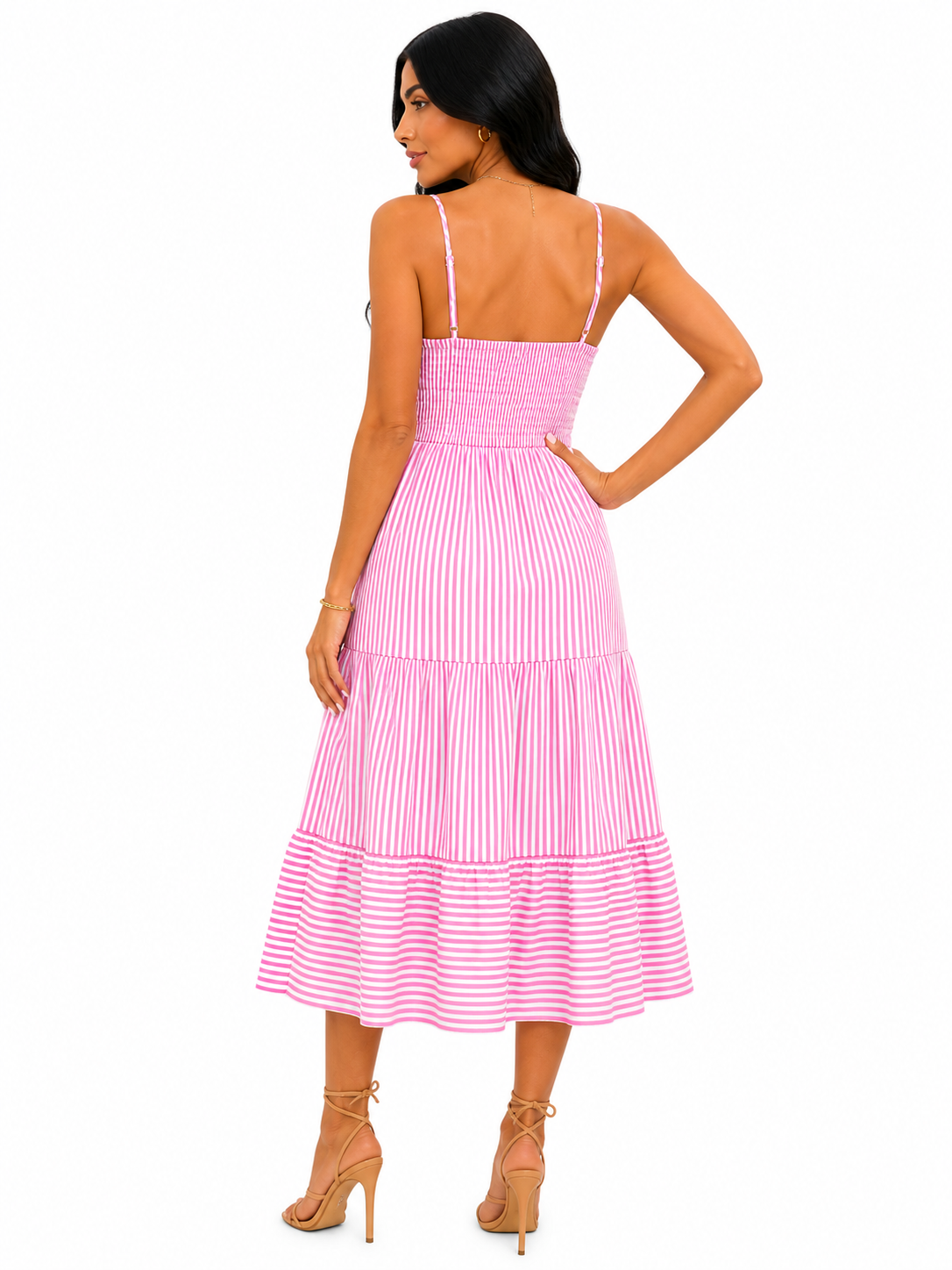 Vestido Midi Listrado Helena Rosa