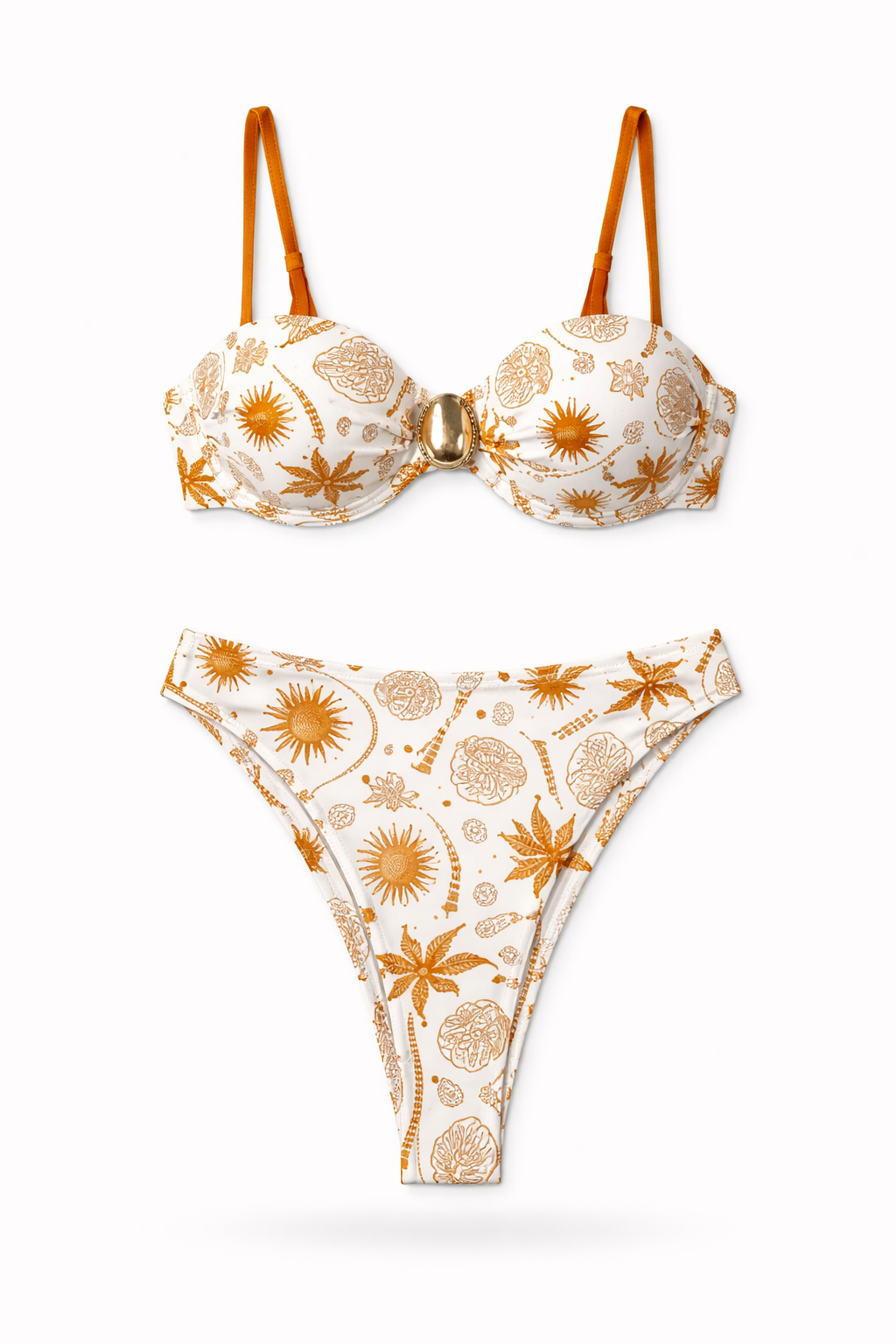 Biquíni Melina – Estilo Tropical com Toque Dourado de Sofisticação