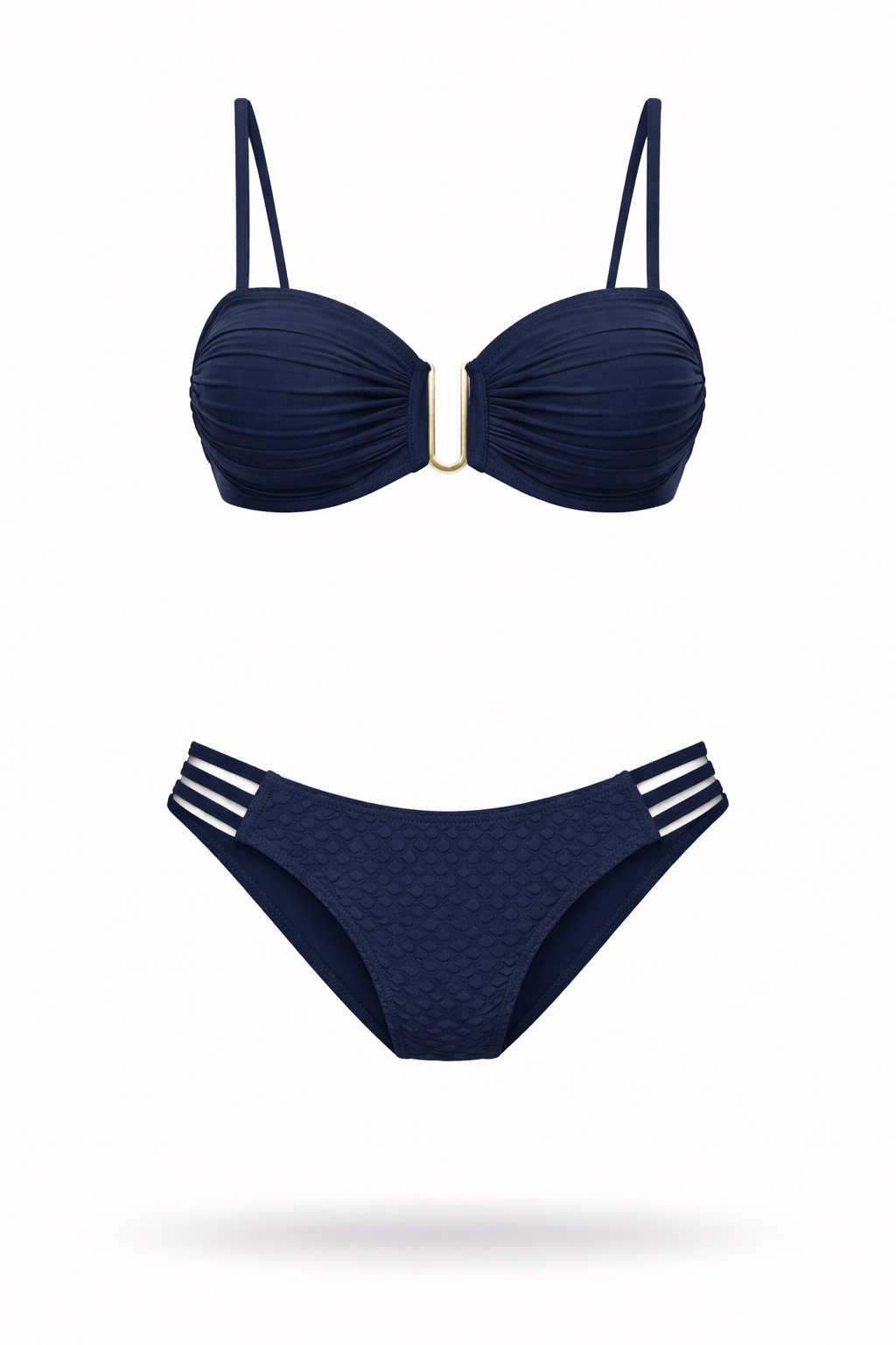 Biquíni Oceano Safira – Top Estruturado com Detalhe U e Calcinha Strappy