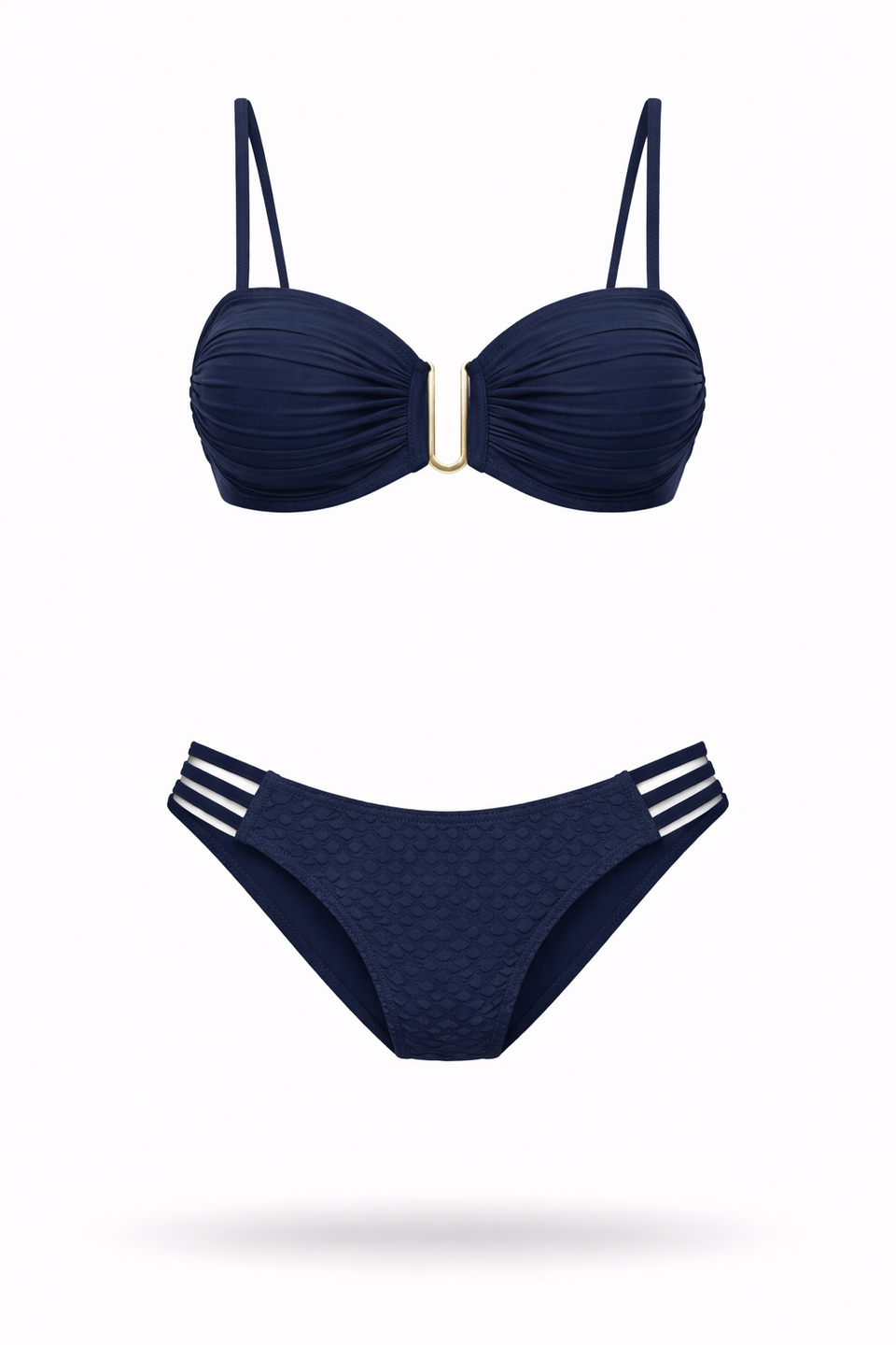 Biquíni Oceano Safira – Top Estruturado com Detalhe U e Calcinha Strappy