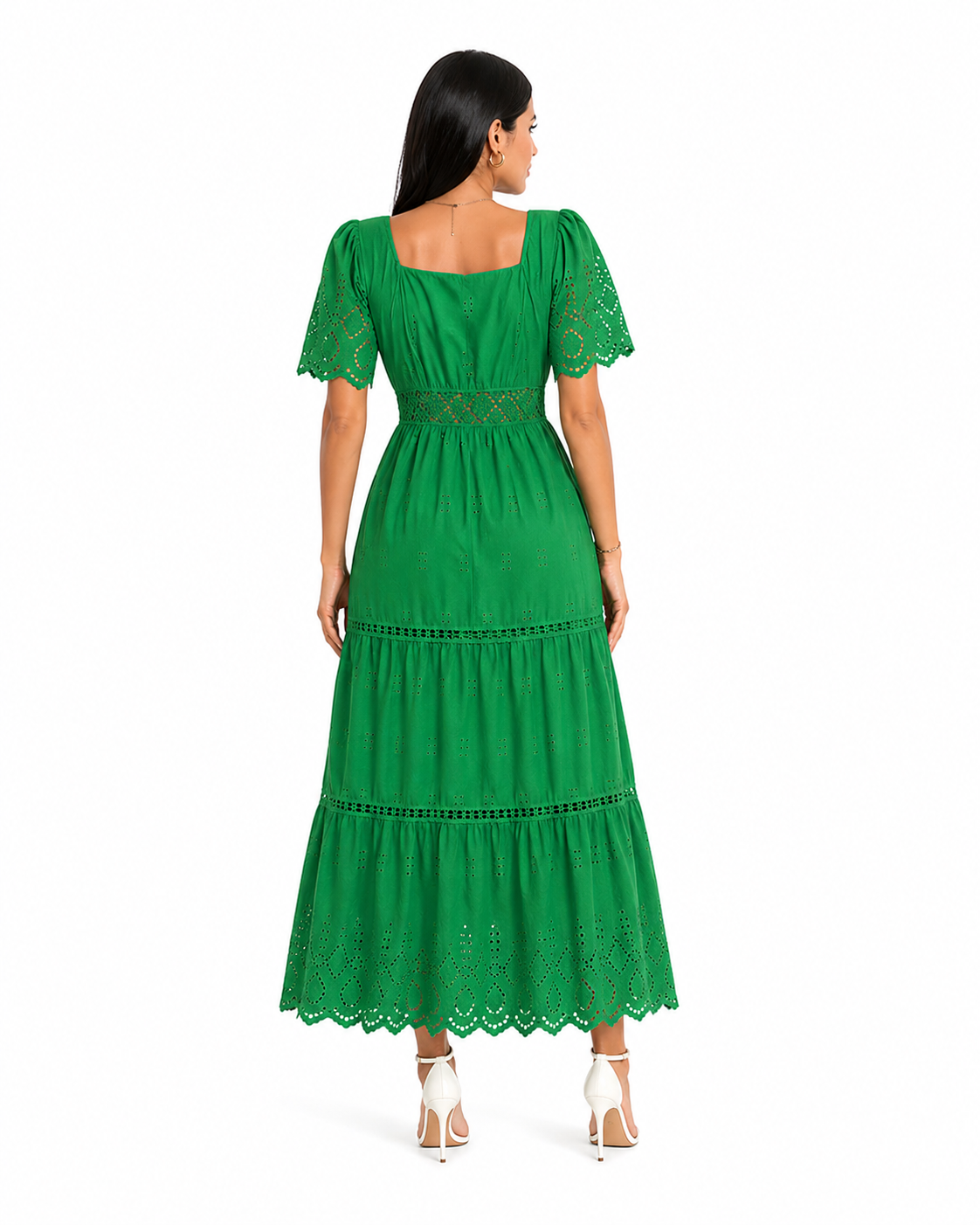 Vestido Longo Isabelle Verde em Laise Premium