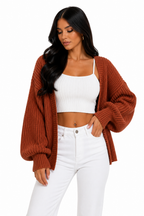Cardigan Tricot Premium Terracota Oversized