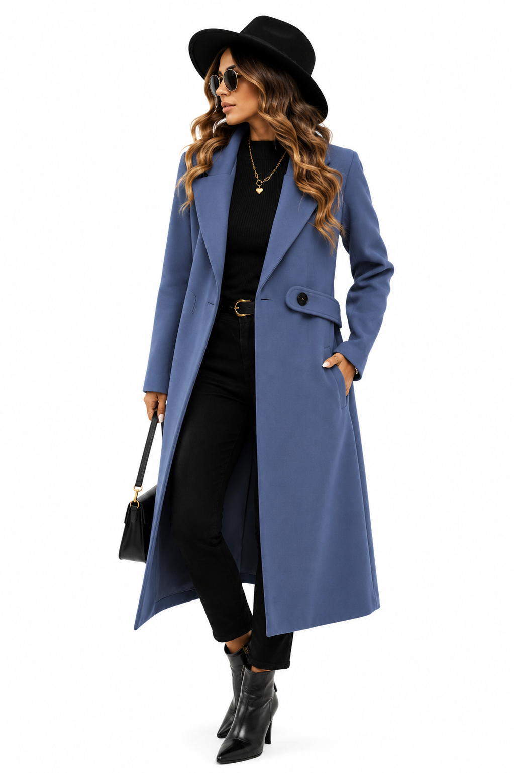 Sobretudo Premium Azul Alongado Feminino