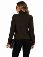 Blusa Tricot Gola Alta Marrom Feminina