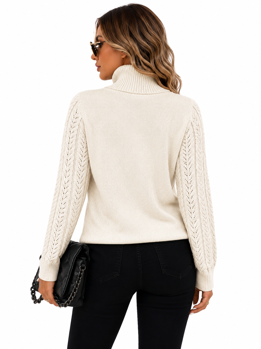Blusa Tricot Gola Alta Off White Feminina