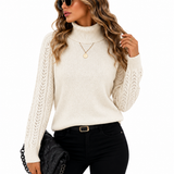 Blusa Tricot Gola Alta Off White Feminina