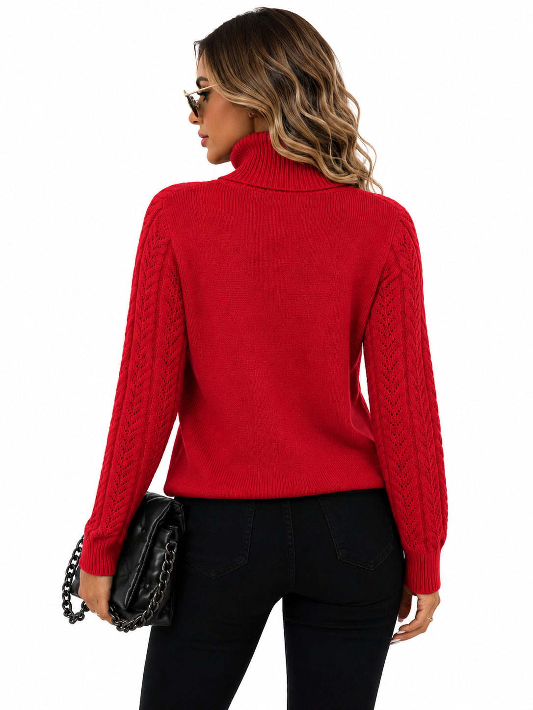 Blusa Tricot Gola Alta Vermelha Feminina
