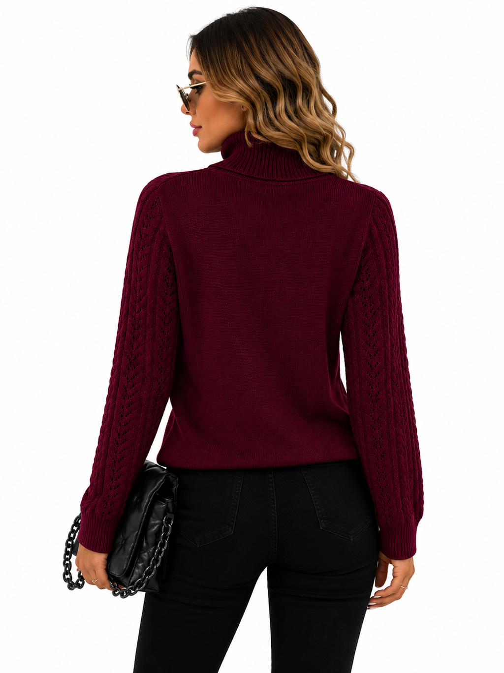 Blusa Tricot Gola Alta Vinho Feminina