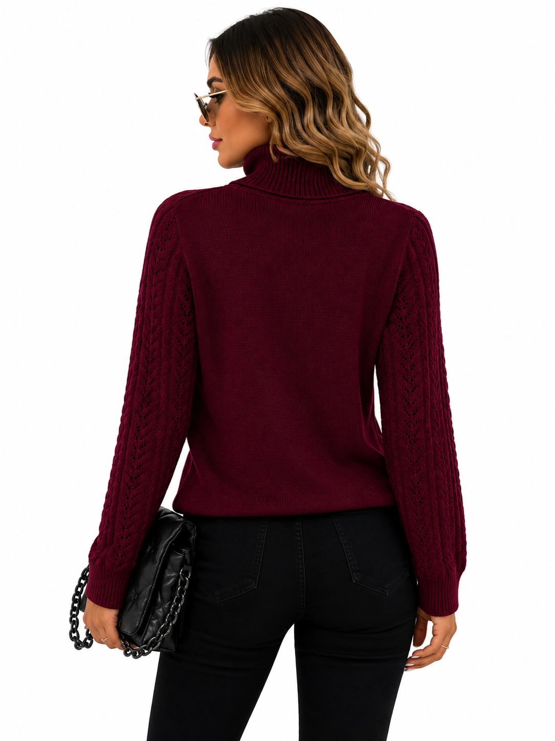 Blusa Tricot Gola Alta Vinho Feminina