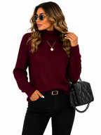 Blusa Tricot Gola Alta Vinho Feminina