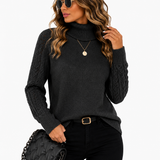 Blusa Tricot Gola Alta Preta Feminina