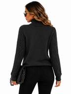 Blusa Tricot Gola Alta Preta Feminina