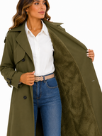 Sobretudo Feminino Amanda | Trench Coat Térmico Forrado com Cinto