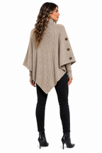 Casaco Tricot Gola Alta Bege Feminino