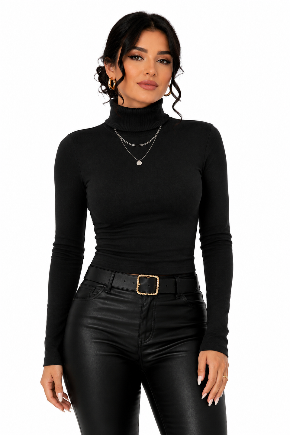 Blusa Feminina Gola Alta Noir Essence