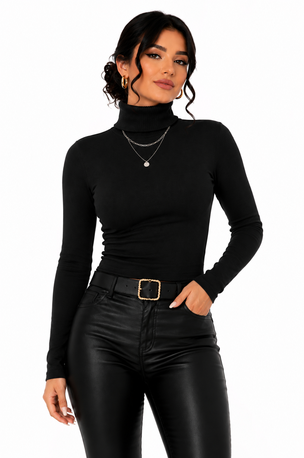 Blusa Feminina Gola Alta Noir Essence