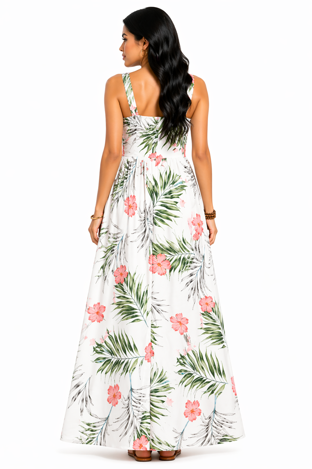 Vestido Longo com Estampa Tropical